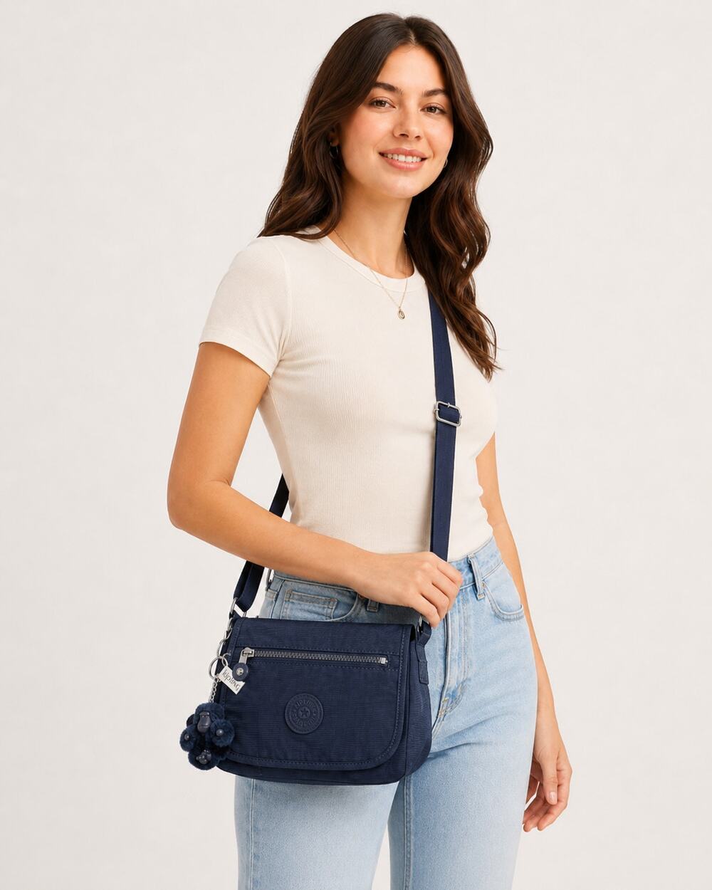 New Kipling Sabian Mini Crossbody Shoulder Bag Blue Adjustable Strap
